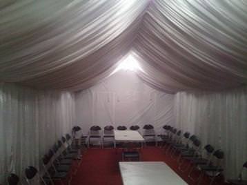 10m x 4m marquee fully lined with furniture
